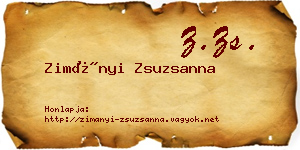 Zimányi Zsuzsanna névjegykártya